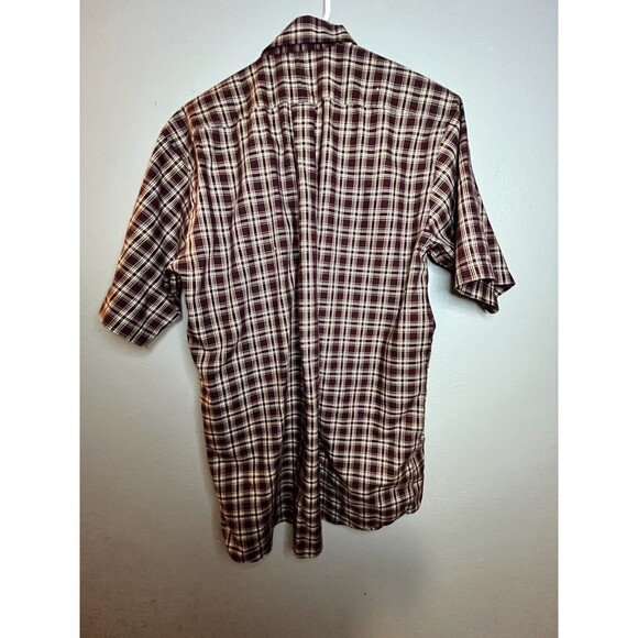 L.L. Bean Shirt Men's Medium Burgundy White Plaid Cotton Traditional Button-Down - Picture 2 of 3